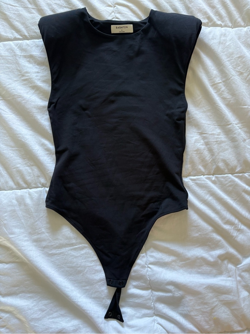 Babaton Black Contour Padded-Shoulder Bodysuit